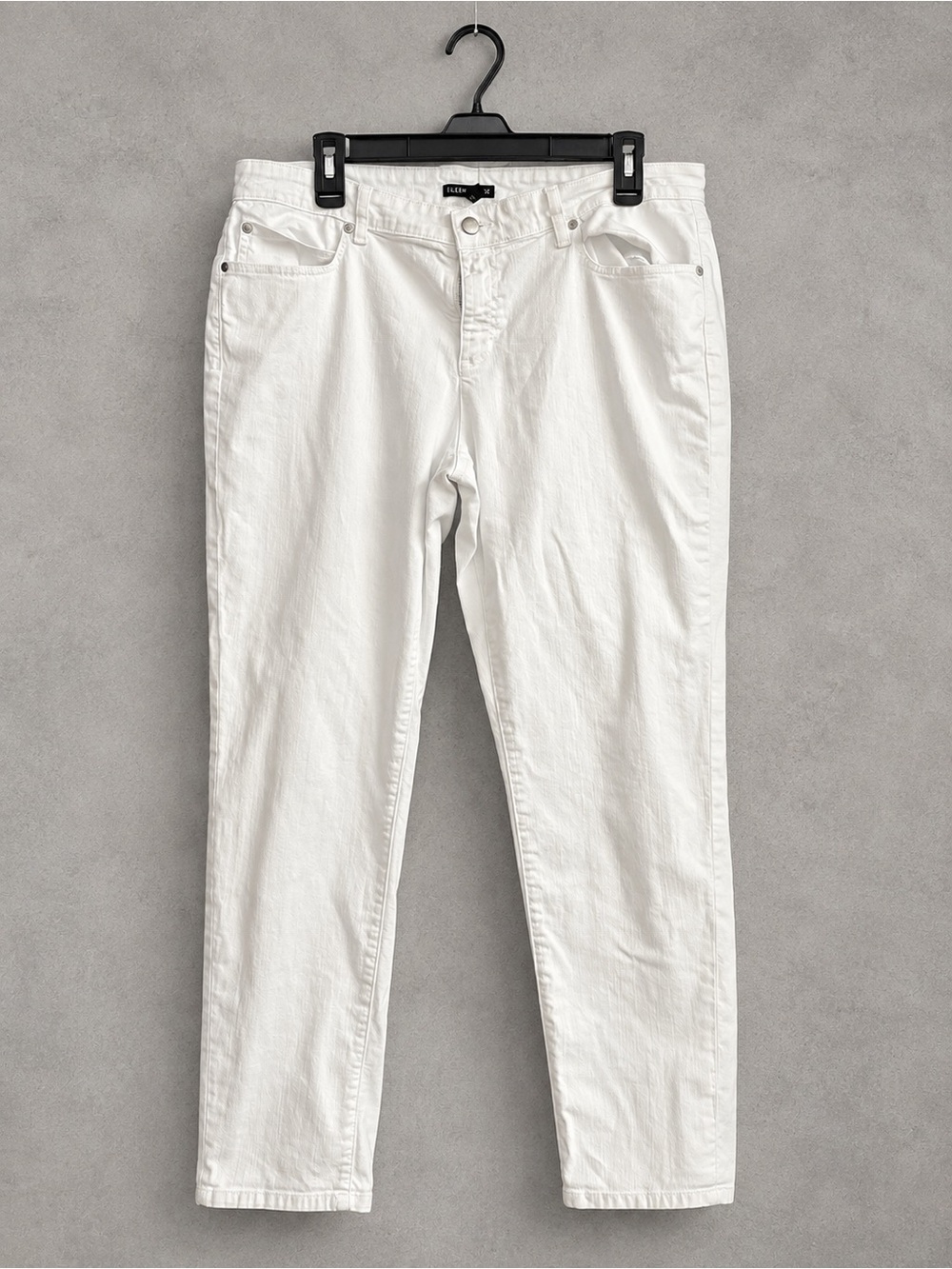 Eileen Fisher White Organic Cotton Stretch Jeans Women’s 14 Straight Leg